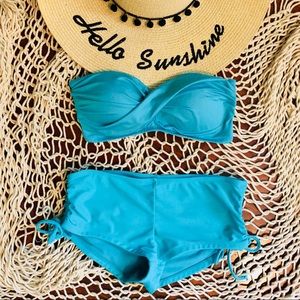 Two piece baby blue swimsuit